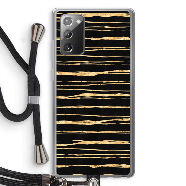 Gouden strepen: Samsung Galaxy Note 20 / Note 20 5G Transparant Hoesje met koord