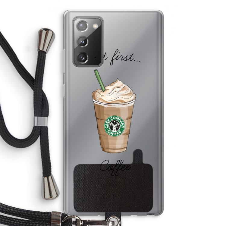 But first coffee: Samsung Galaxy Note 20 / Note 20 5G Transparant Hoesje met koord