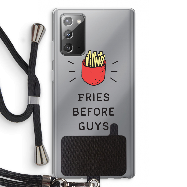 Fries before guys: Samsung Galaxy Note 20 / Note 20 5G Transparant Hoesje met koord