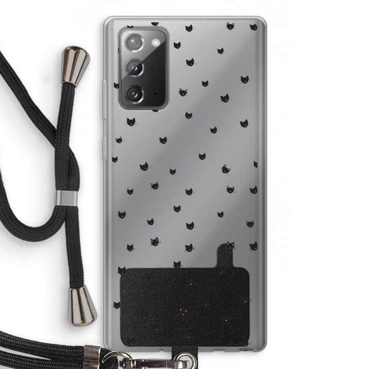 Kleine kattenkopjes: Samsung Galaxy Note 20 / Note 20 5G Transparant Hoesje met koord