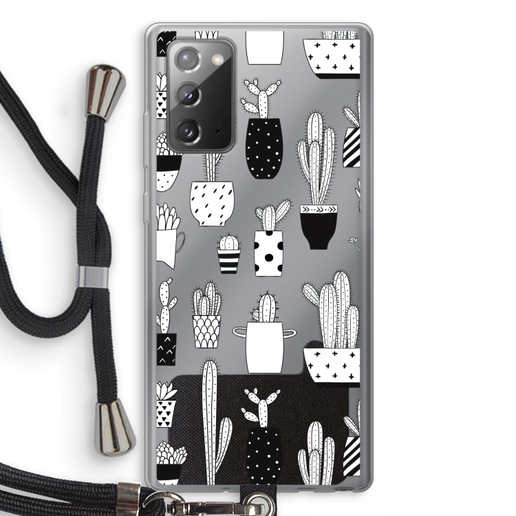 Cactusmotief: Samsung Galaxy Note 20 / Note 20 5G Transparant Hoesje met koord