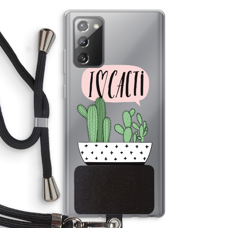 I love cacti: Samsung Galaxy Note 20 / Note 20 5G Transparant Hoesje met koord