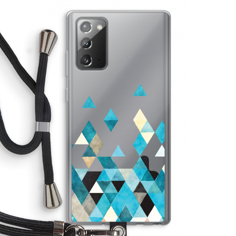 Gekleurde driehoekjes blauw: Samsung Galaxy Note 20 / Note 20 5G Transparant Hoesje met koord