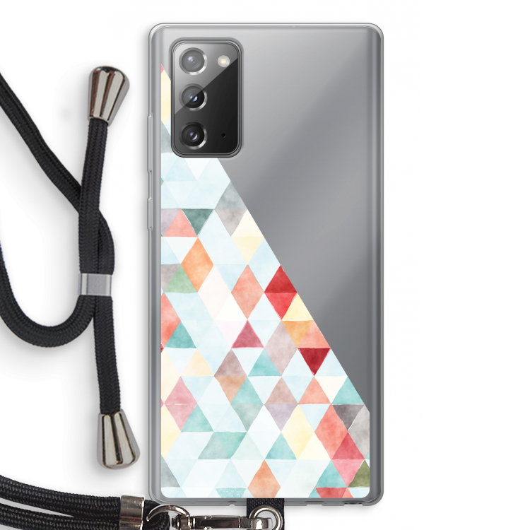 Gekleurde driehoekjes pastel: Samsung Galaxy Note 20 / Note 20 5G Transparant Hoesje met koord