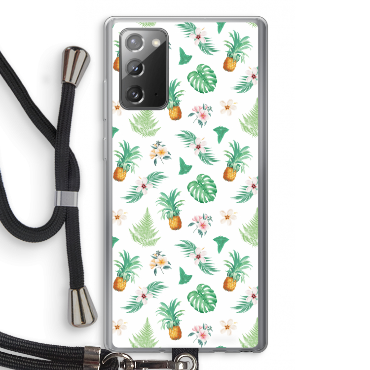 Ananas bladeren: Samsung Galaxy Note 20 / Note 20 5G Transparant Hoesje met koord