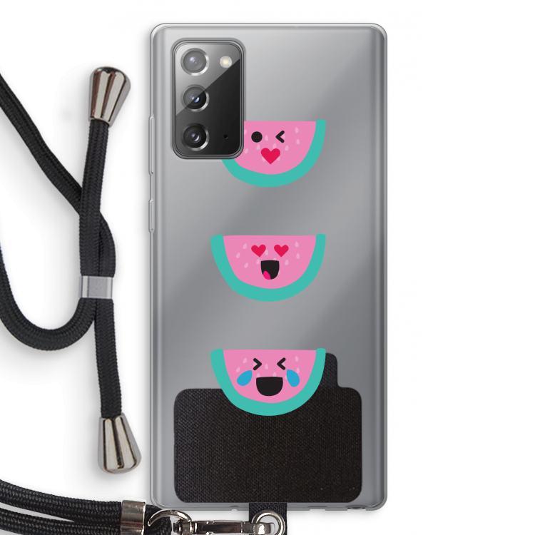 Smiley watermeloen: Samsung Galaxy Note 20 / Note 20 5G Transparant Hoesje met koord