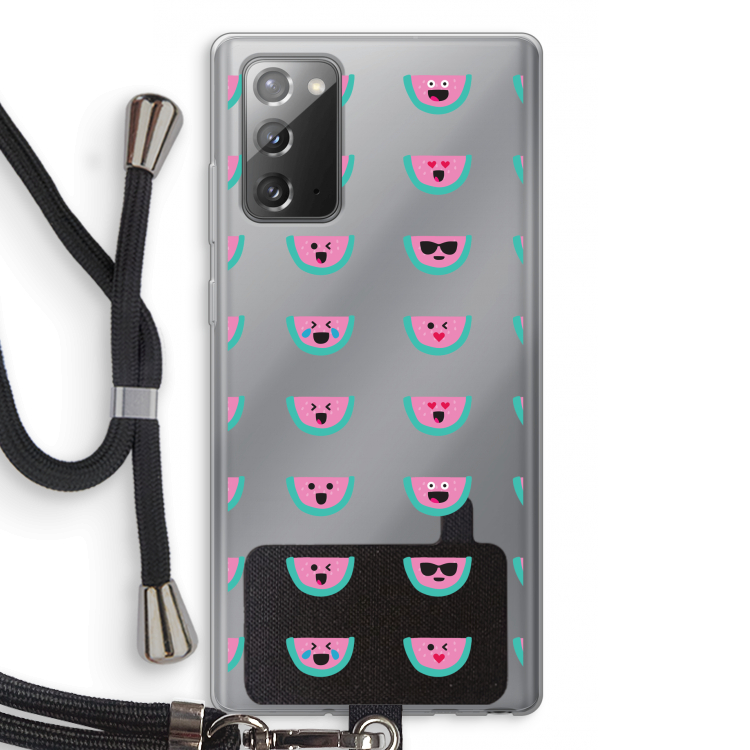 Smiley watermeloenprint: Samsung Galaxy Note 20 / Note 20 5G Transparant Hoesje met koord