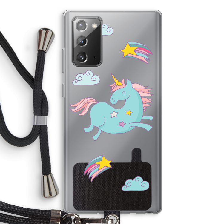 Vliegende eenhoorn: Samsung Galaxy Note 20 / Note 20 5G Transparant Hoesje met koord