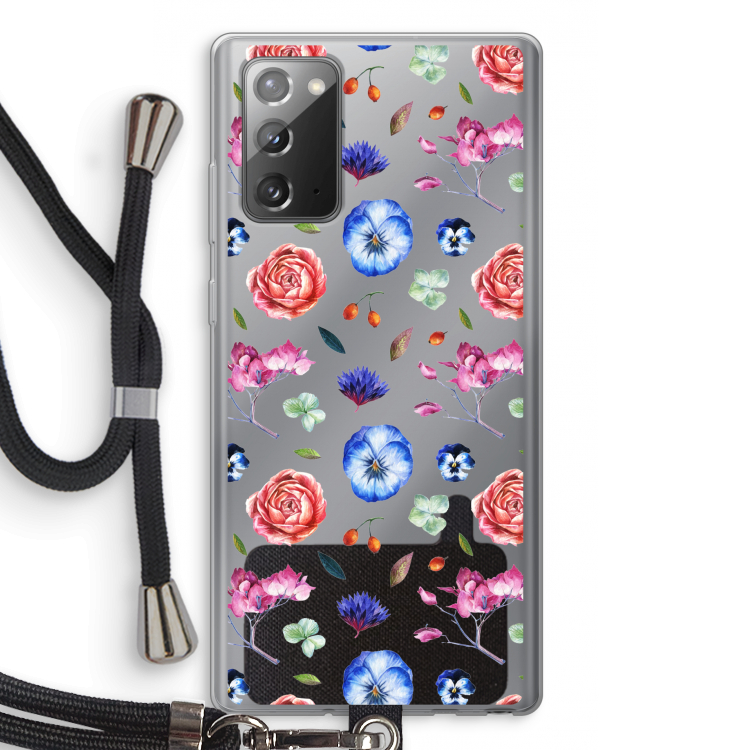 Bloemetjes: Samsung Galaxy Note 20 / Note 20 5G Transparant Hoesje met koord