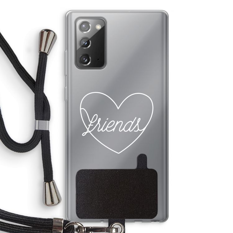 Friends heart pastel: Samsung Galaxy Note 20 / Note 20 5G Transparant Hoesje met koord