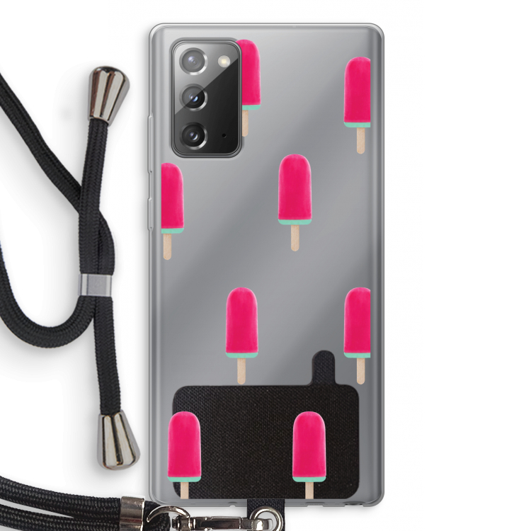 Waterijsje: Samsung Galaxy Note 20 / Note 20 5G Transparant Hoesje met koord