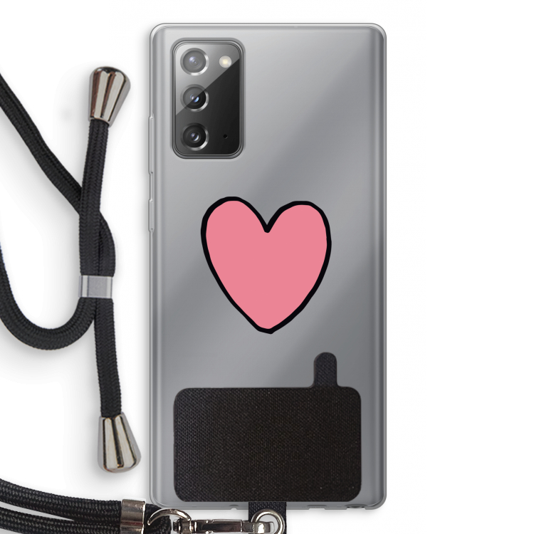 Hartje: Samsung Galaxy Note 20 / Note 20 5G Transparant Hoesje met koord