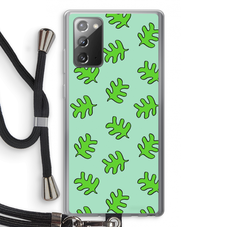Groene blaadjes: Samsung Galaxy Note 20 / Note 20 5G Transparant Hoesje met koord