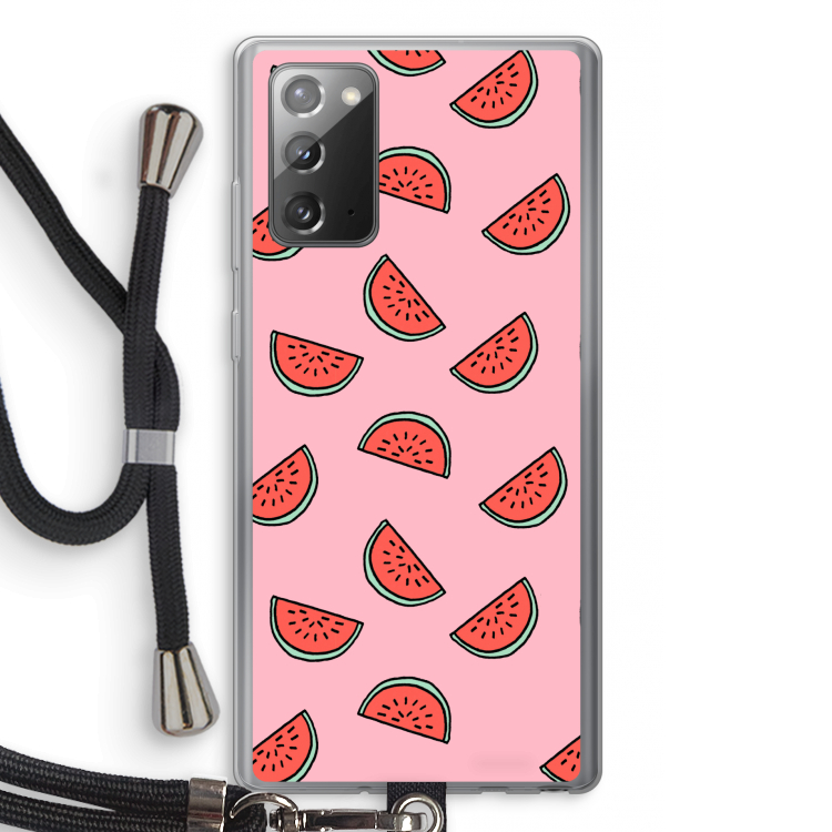 Watermeloen: Samsung Galaxy Note 20 / Note 20 5G Transparant Hoesje met koord