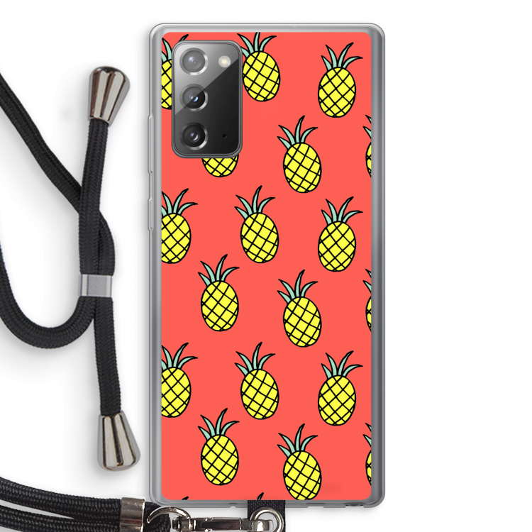 Ananas: Samsung Galaxy Note 20 / Note 20 5G Transparant Hoesje met koord