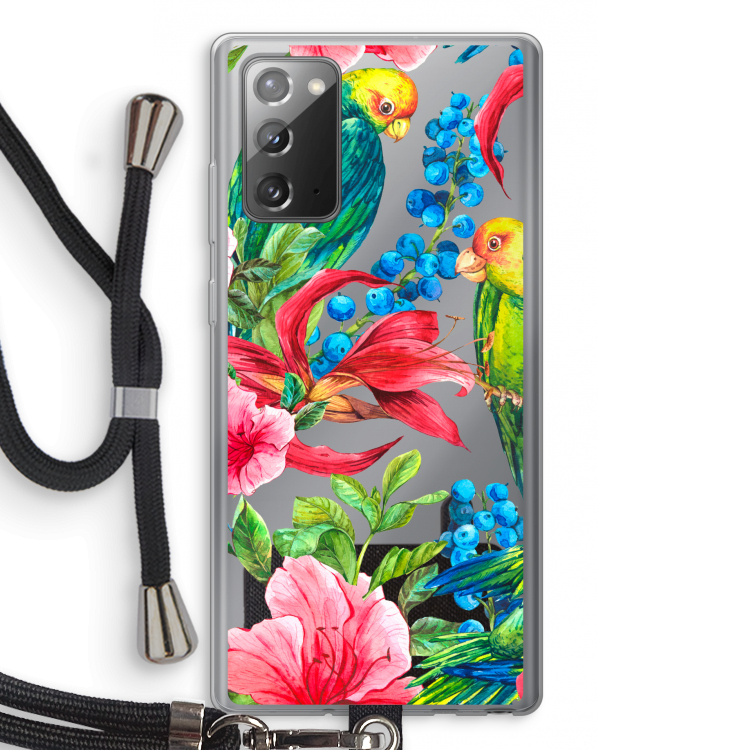 Papegaaien: Samsung Galaxy Note 20 / Note 20 5G Transparant Hoesje met koord