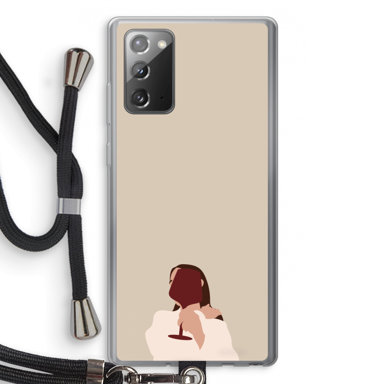 I drink wine: Samsung Galaxy Note 20 / Note 20 5G Transparant Hoesje met koord