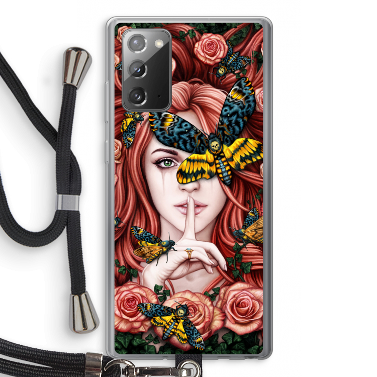 Lady Moth: Samsung Galaxy Note 20 / Note 20 5G Transparant Hoesje met koord