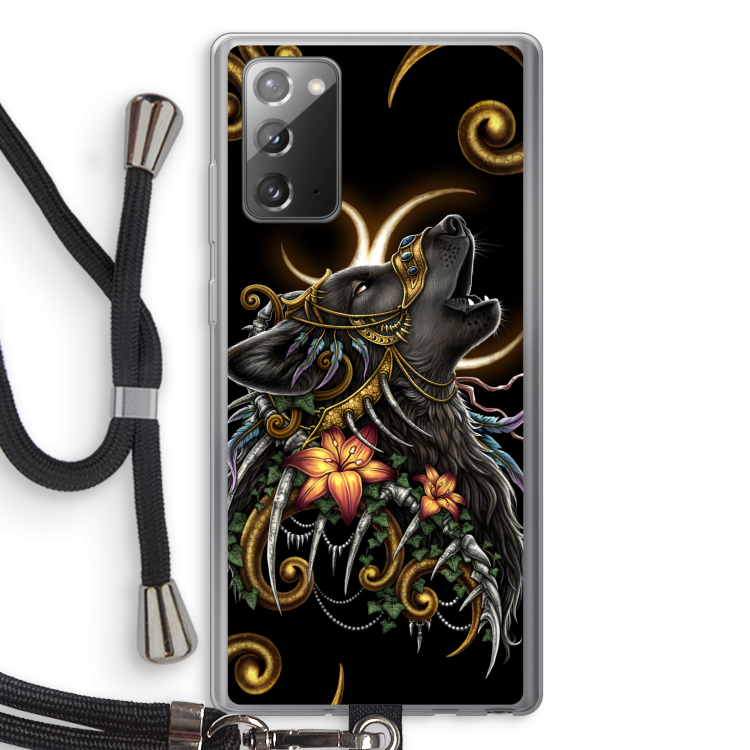Huilende Wolf: Samsung Galaxy Note 20 / Note 20 5G Transparant Hoesje met koord
