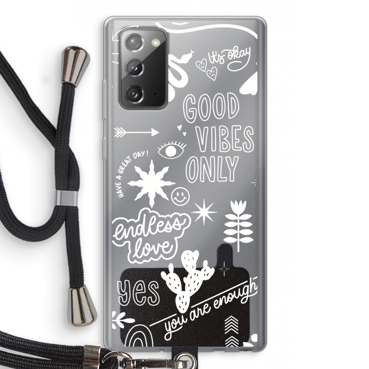 Good vibes: Samsung Galaxy Note 20 / Note 20 5G Transparant Hoesje met koord