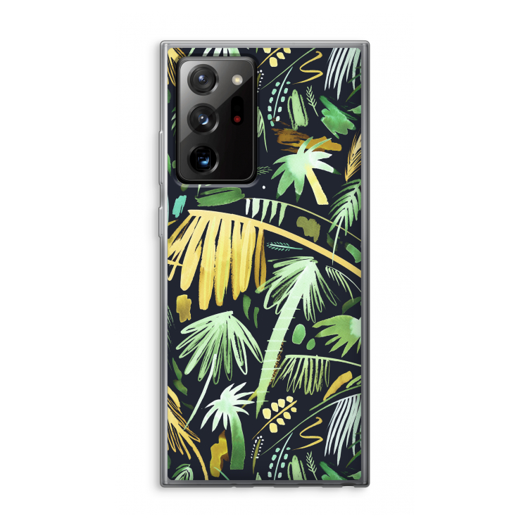 Tropical Palms Dark: Samsung Galaxy Note 20 Ultra / Note 20 Ultra 5G Transparant Hoesje