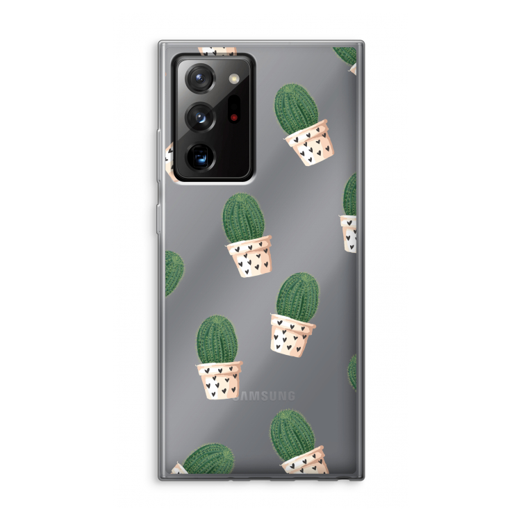 Cactusprint roze: Samsung Galaxy Note 20 Ultra / Note 20 Ultra 5G Transparant Hoesje