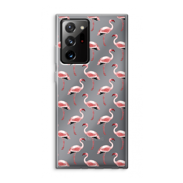 Flamingoprint groen: Samsung Galaxy Note 20 Ultra / Note 20 Ultra 5G Transparant Hoesje
