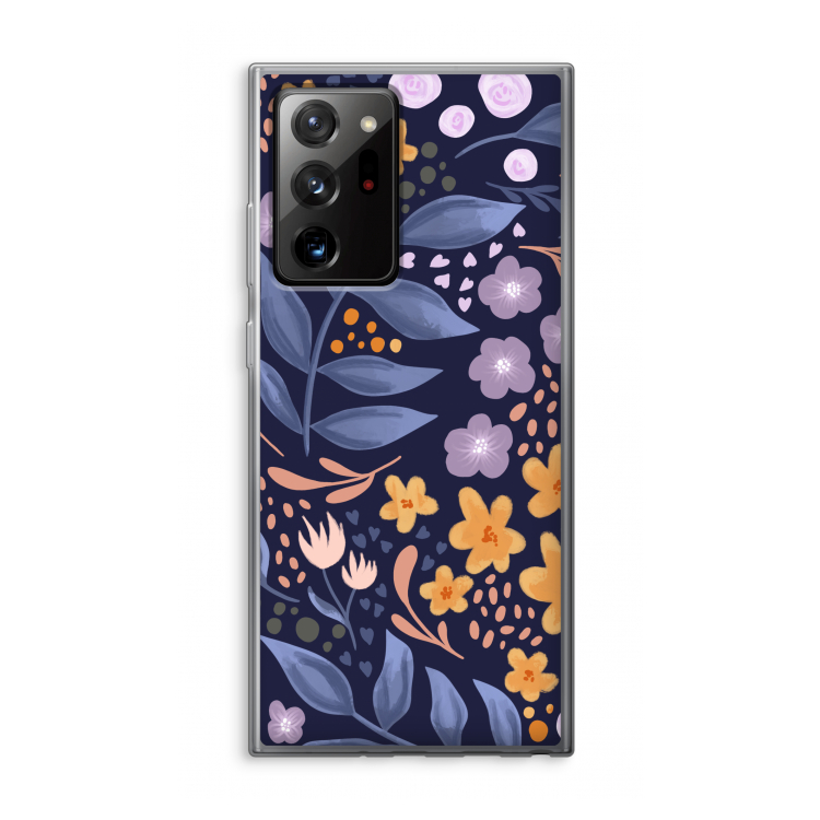 Flowers with blue leaves: Samsung Galaxy Note 20 Ultra / Note 20 Ultra 5G Transparant Hoesje