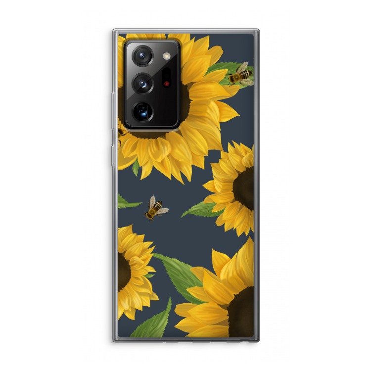 Sunflower and bees: Samsung Galaxy Note 20 Ultra / Note 20 Ultra 5G Transparant Hoesje