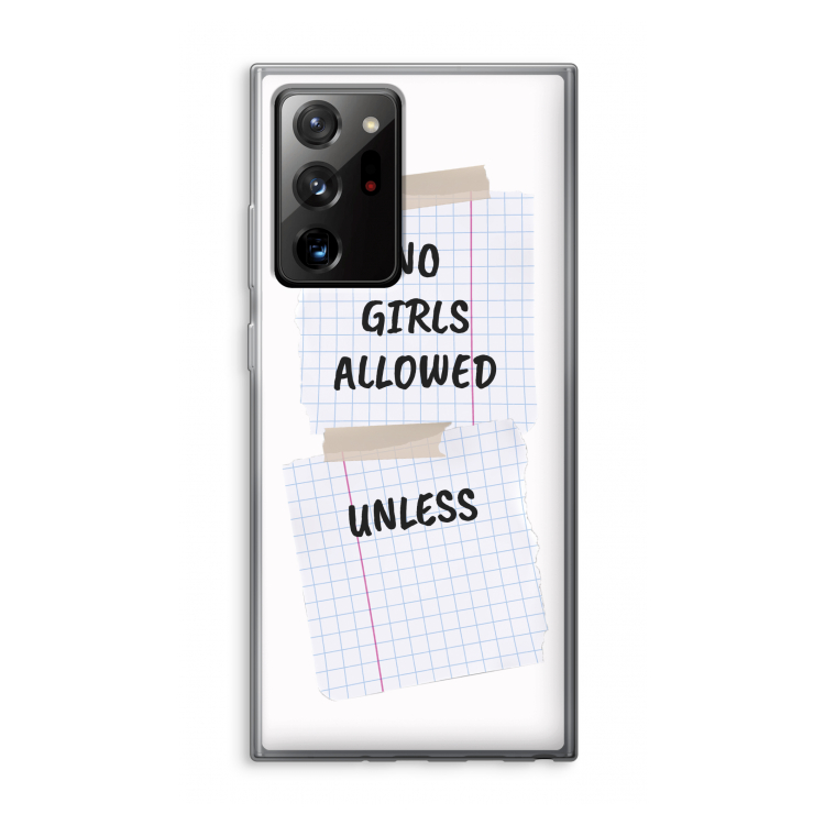 No Girls Allowed Unless: Samsung Galaxy Note 20 Ultra / Note 20 Ultra 5G Transparant Hoesje