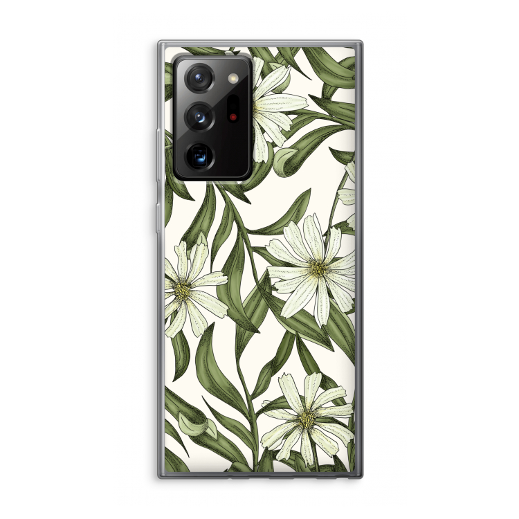 Wit bloemenpatroon: Samsung Galaxy Note 20 Ultra / Note 20 Ultra 5G Transparant Hoesje