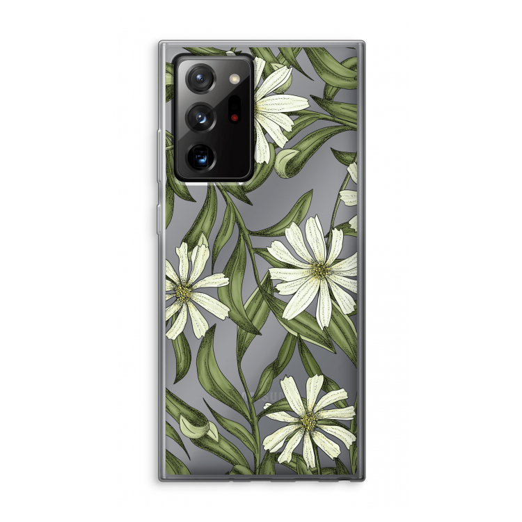 Wit bloemenpatroon: Samsung Galaxy Note 20 Ultra / Note 20 Ultra 5G Transparant Hoesje