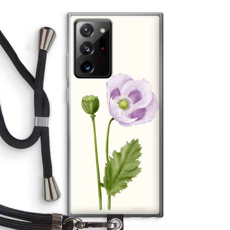 Purple poppy: Samsung Galaxy Note 20 Ultra / Note 20 Ultra 5G Transparant Hoesje met koord