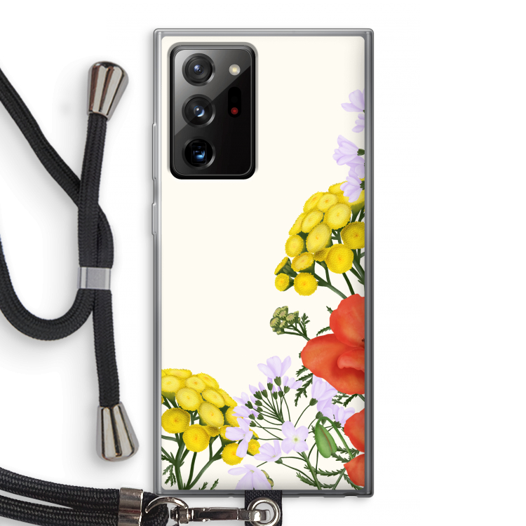 Wilde bloemen: Samsung Galaxy Note 20 Ultra / Note 20 Ultra 5G Transparant Hoesje met koord