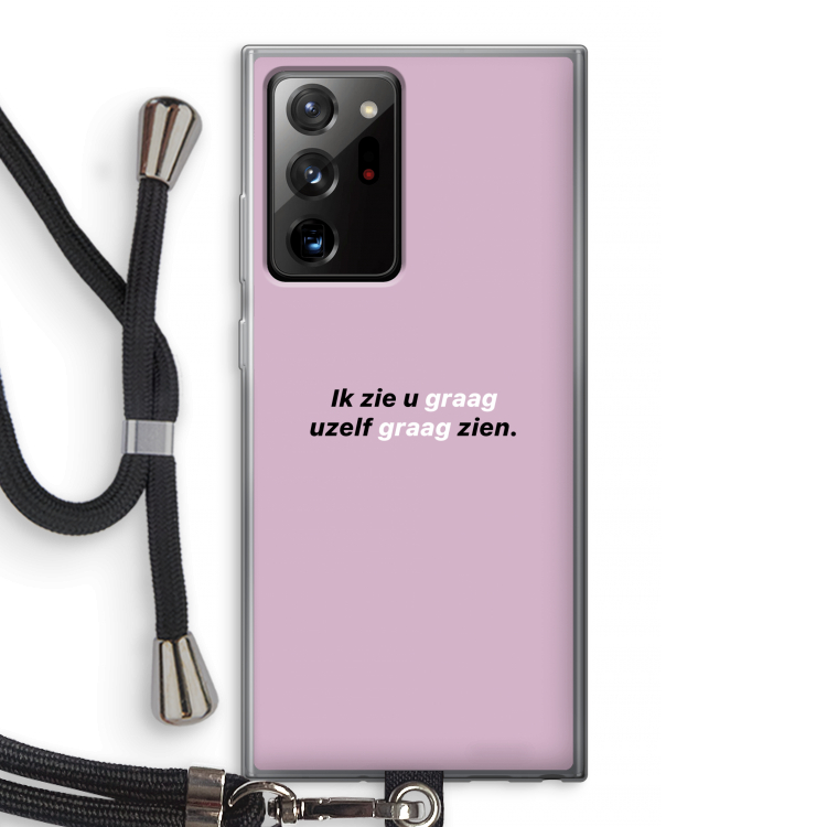 uzelf graag zien: Samsung Galaxy Note 20 Ultra / Note 20 Ultra 5G Transparant Hoesje met koord