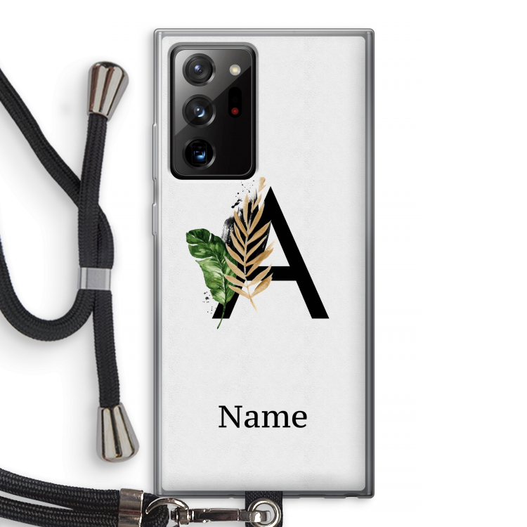 Charcoal Flora: Samsung Galaxy Note 20 Ultra / Note 20 Ultra 5G Transparant Hoesje met koord
