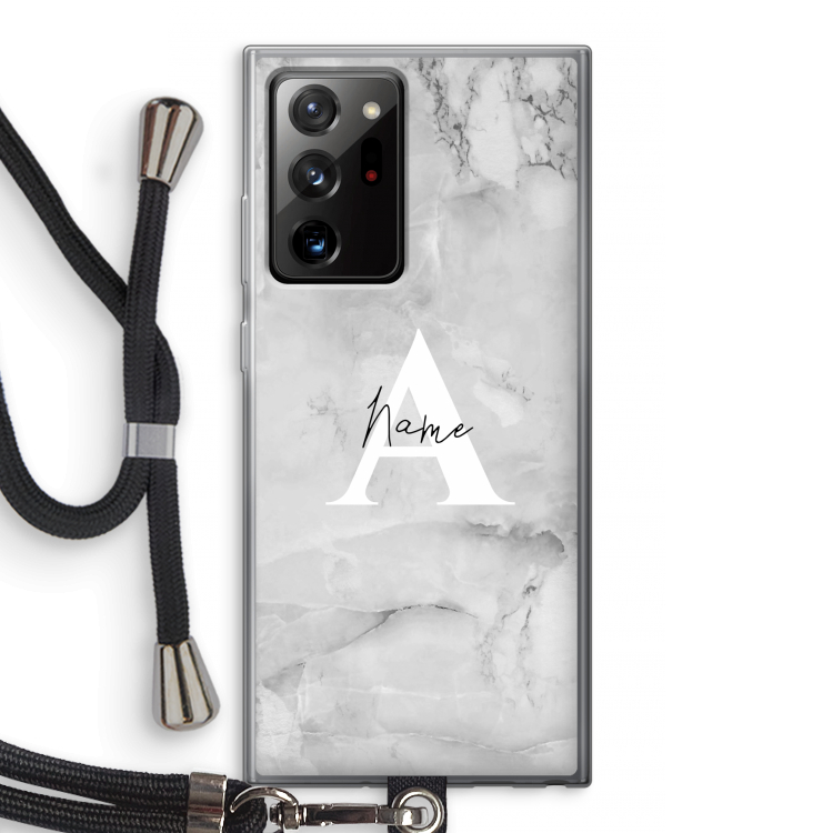 Ivory Marble: Samsung Galaxy Note 20 Ultra / Note 20 Ultra 5G Transparant Hoesje met koord