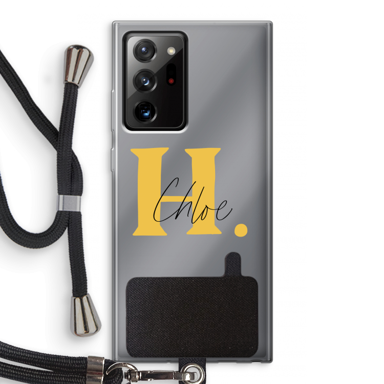 Amber Script: Samsung Galaxy Note 20 Ultra / Note 20 Ultra 5G Transparant Hoesje met koord