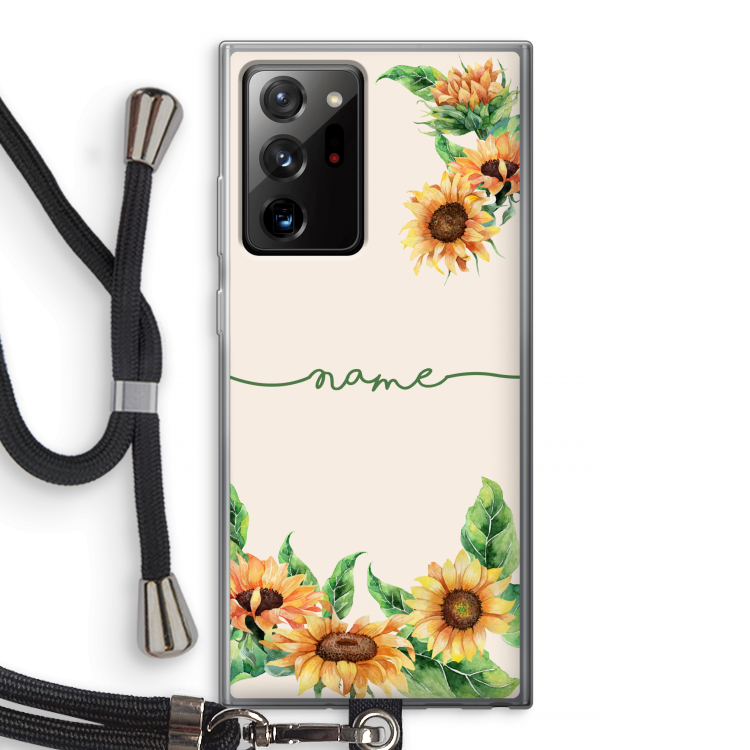 Zonnebloemen: Samsung Galaxy Note 20 Ultra / Note 20 Ultra 5G Transparant Hoesje met koord