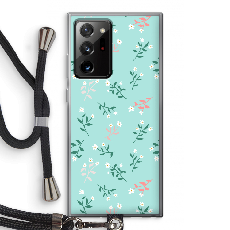 Small white flowers: Samsung Galaxy Note 20 Ultra / Note 20 Ultra 5G Transparant Hoesje met koord