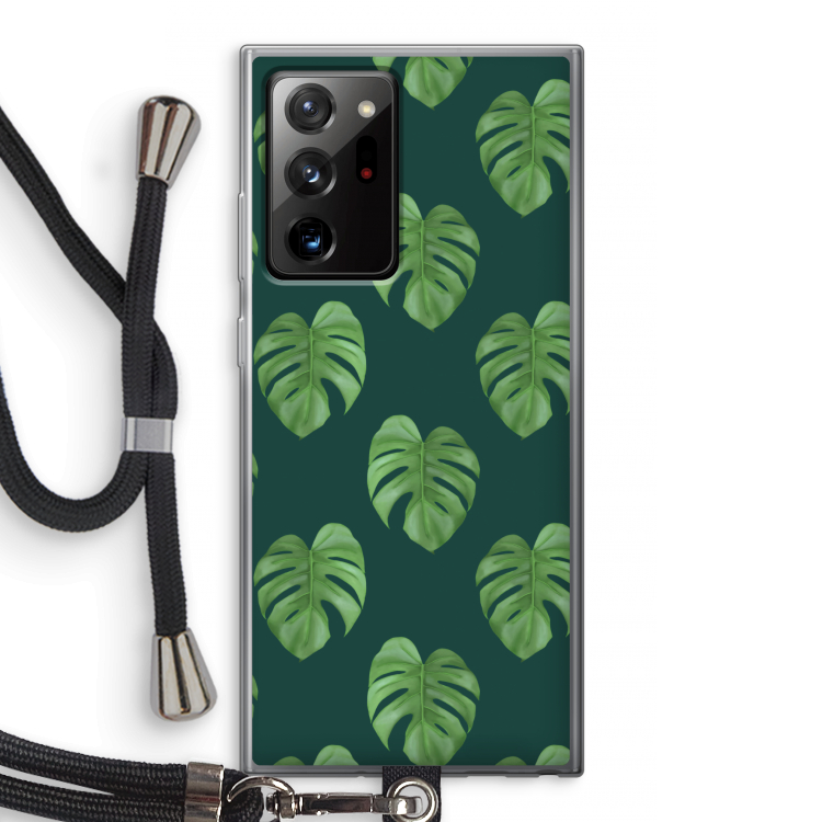 Monstera leaves: Samsung Galaxy Note 20 Ultra / Note 20 Ultra 5G Transparant Hoesje met koord
