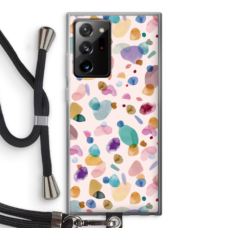 Terrazzo Memphis Pink: Samsung Galaxy Note 20 Ultra / Note 20 Ultra 5G Transparant Hoesje met koord