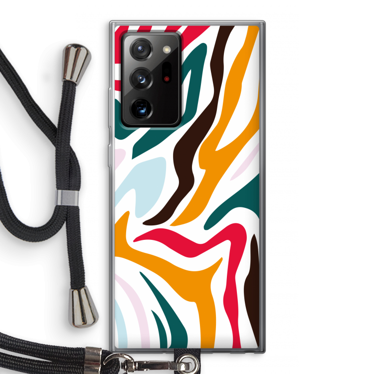 Colored Zebra: Samsung Galaxy Note 20 Ultra / Note 20 Ultra 5G Transparant Hoesje met koord