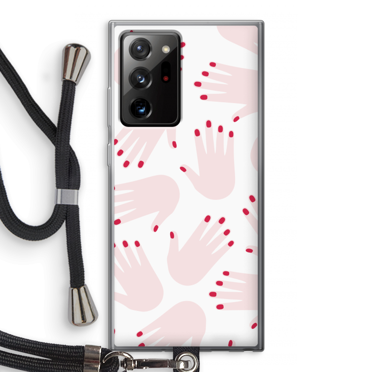 Hands pink: Samsung Galaxy Note 20 Ultra / Note 20 Ultra 5G Transparant Hoesje met koord