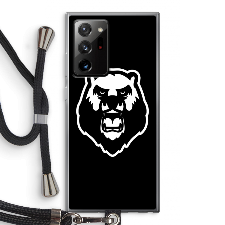 Angry Bear (black): Samsung Galaxy Note 20 Ultra / Note 20 Ultra 5G Transparant Hoesje met koord
