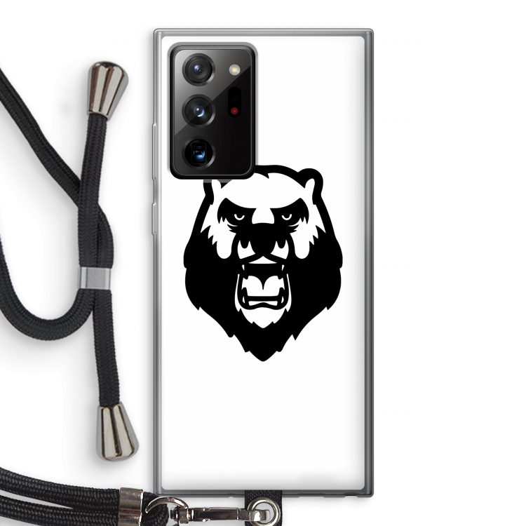 Angry Bear (white): Samsung Galaxy Note 20 Ultra / Note 20 Ultra 5G Transparant Hoesje met koord