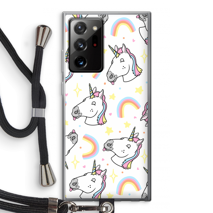 Rainbow Unicorn: Samsung Galaxy Note 20 Ultra / Note 20 Ultra 5G Transparant Hoesje met koord