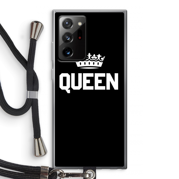 Queen zwart: Samsung Galaxy Note 20 Ultra / Note 20 Ultra 5G Transparant Hoesje met koord