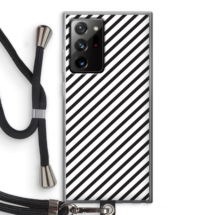 Strepen zwart-wit: Samsung Galaxy Note 20 Ultra / Note 20 Ultra 5G Transparant Hoesje met koord