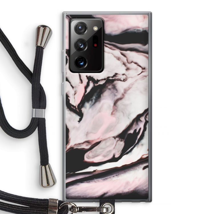 Roze stroom: Samsung Galaxy Note 20 Ultra / Note 20 Ultra 5G Transparant Hoesje met koord